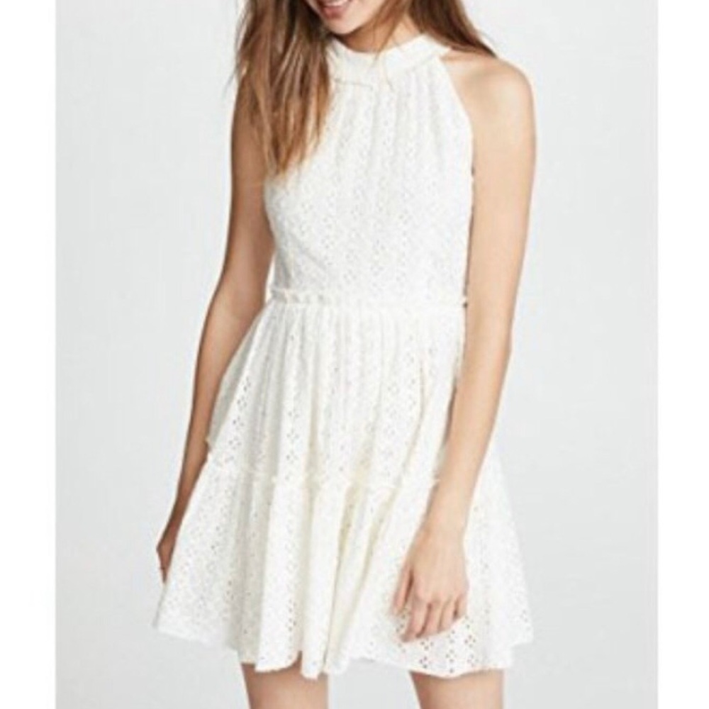 Valencia & Vine Ivory Eyelet Lace Halter Dress